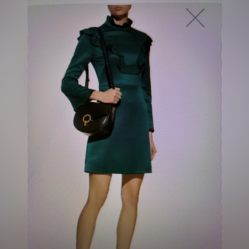SANDRO ruffle trim dress in magnificent green